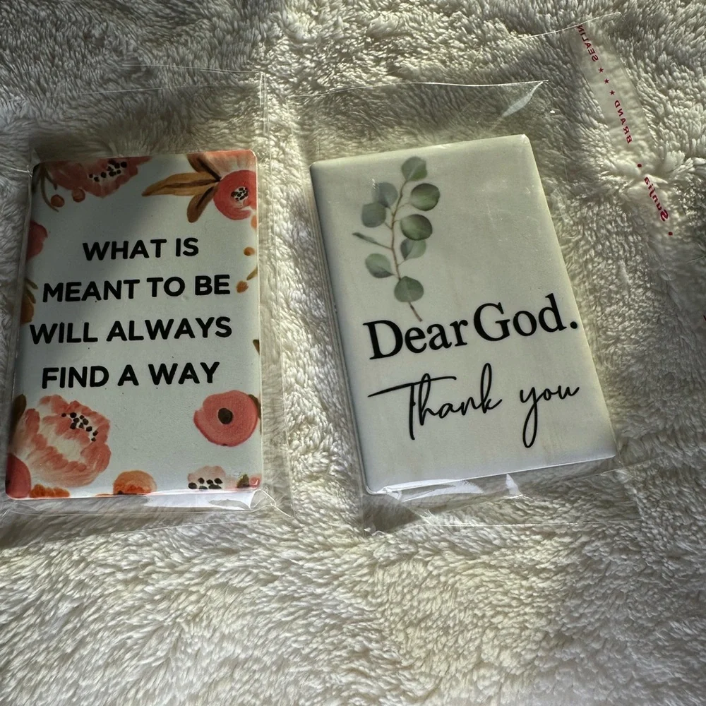 Set of 2 Inspirational Magnets Dear God, Thank You & What is Meant to Be… NWT